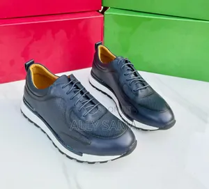 Men's Official Shoes Berluti Navy Blue Material Leather