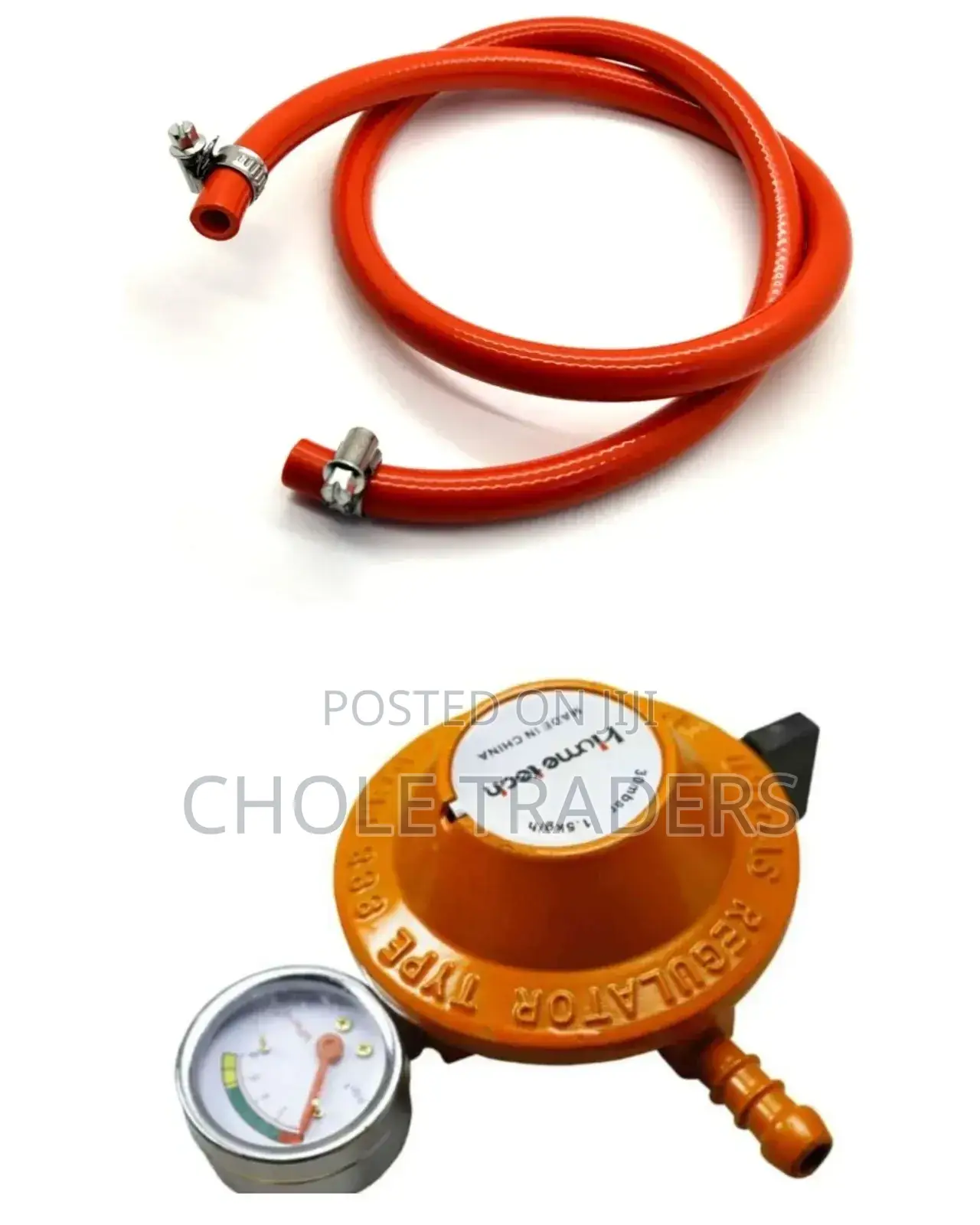 2 Meter Gas Pipe and Gauge Gas Regulator Package