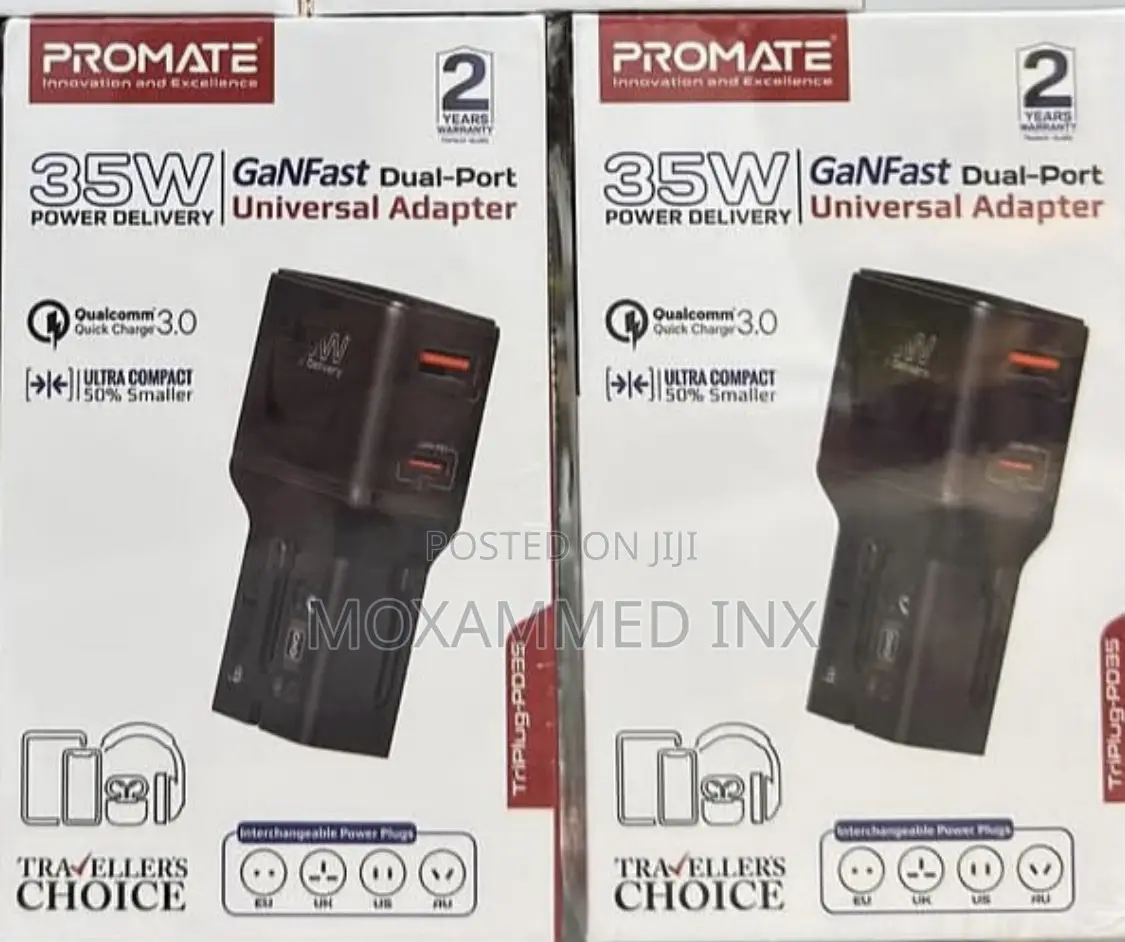 Promate 35W Ganfast Dual-Port POWER DELIVERY | Universal