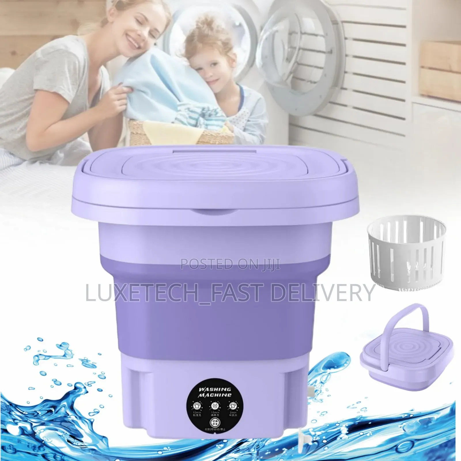 Foldable Mini Washing Machine, Large Capacity, Soft Spin 11l