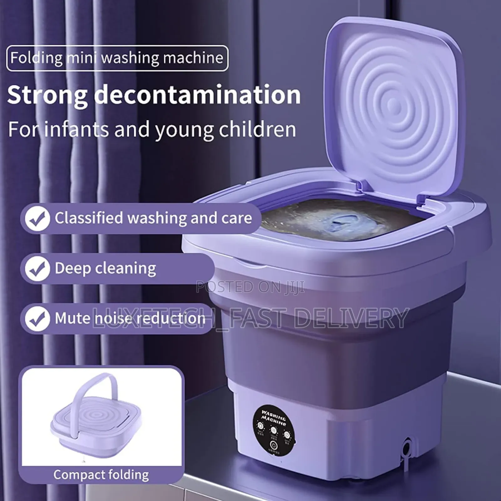 Foldable Mini Washing Machine, Large Capacity, Soft Spin 11l