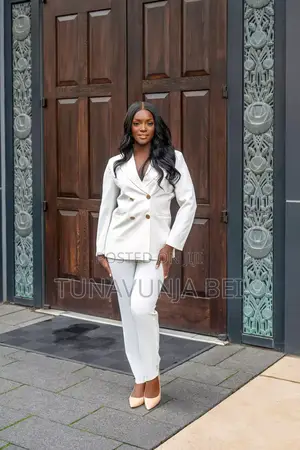 Ladies White Four Button Suit