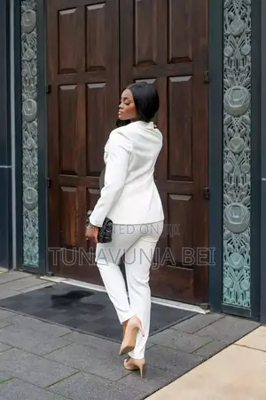Ladies White Four Button Suit