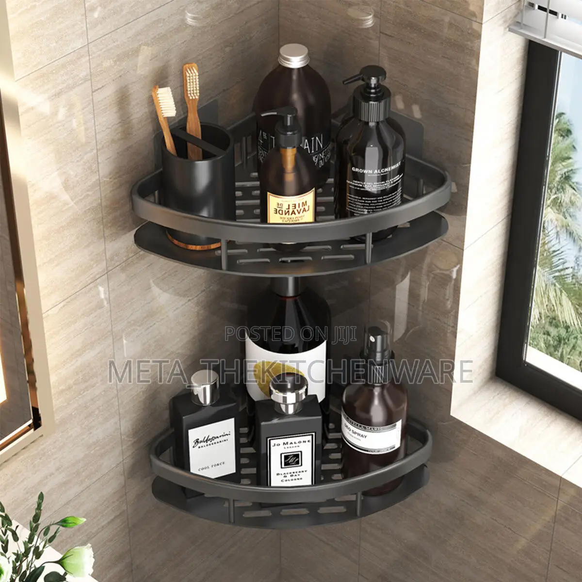 Adhesive Bathroom Shower Corner Caddy Storage Shelves Rack