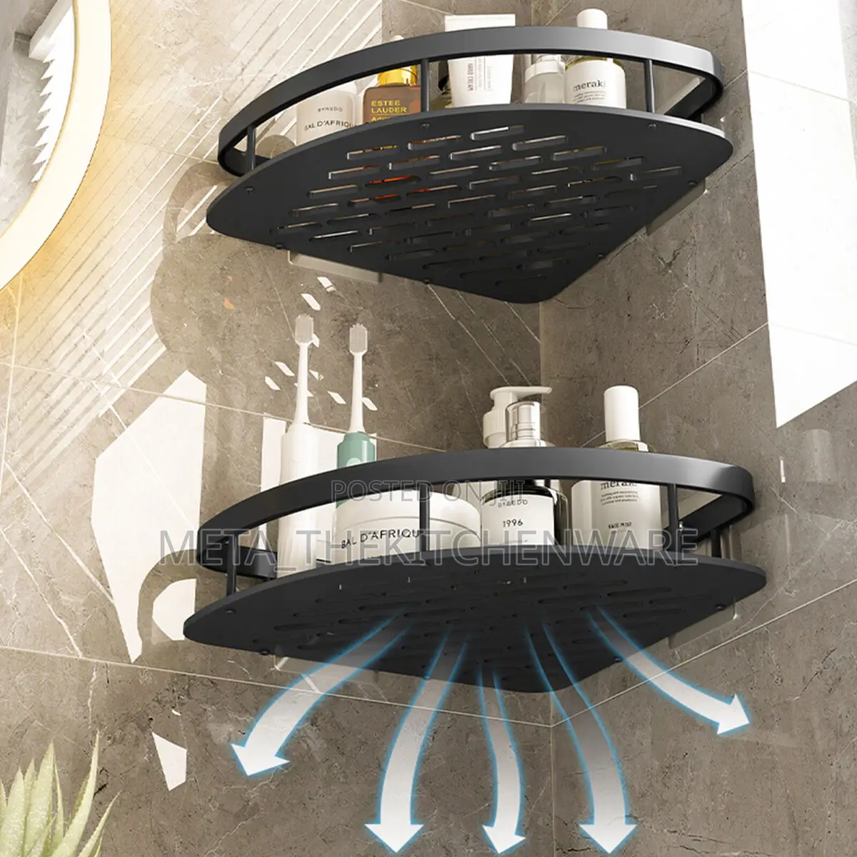 Adhesive Bathroom Shower Corner Caddy Storage Shelves Rack