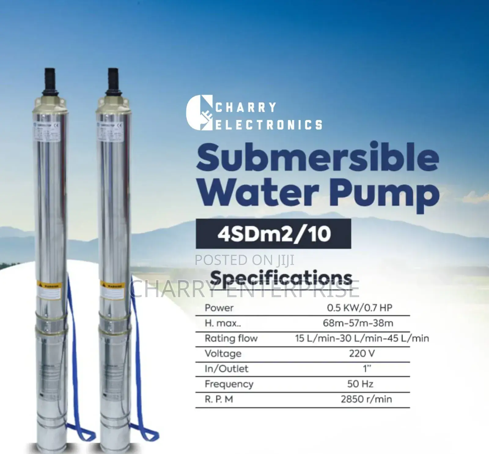 MR UK 4sdm2/ 10 SUBMERSIBLE Water Pump
0.7 Hp
0.5 Kw