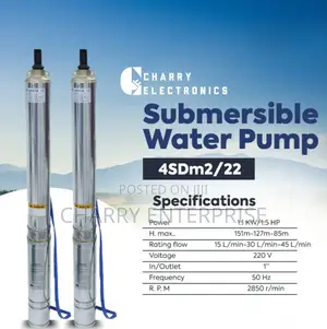 MR UK 4sdm2/ 22 SUBMERSIBLE Water Pump 1.5 Hp Power 1.1 Kw