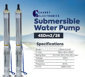 MR UK 4sdm2/ 28 SUBMERSIBLE Water Pump
2.0 Hp
Power 1.5 Kw