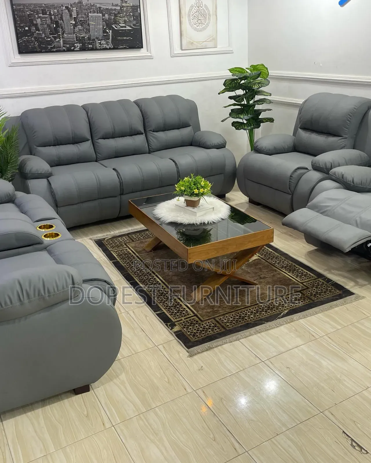 Sofa Set With One Recliner
