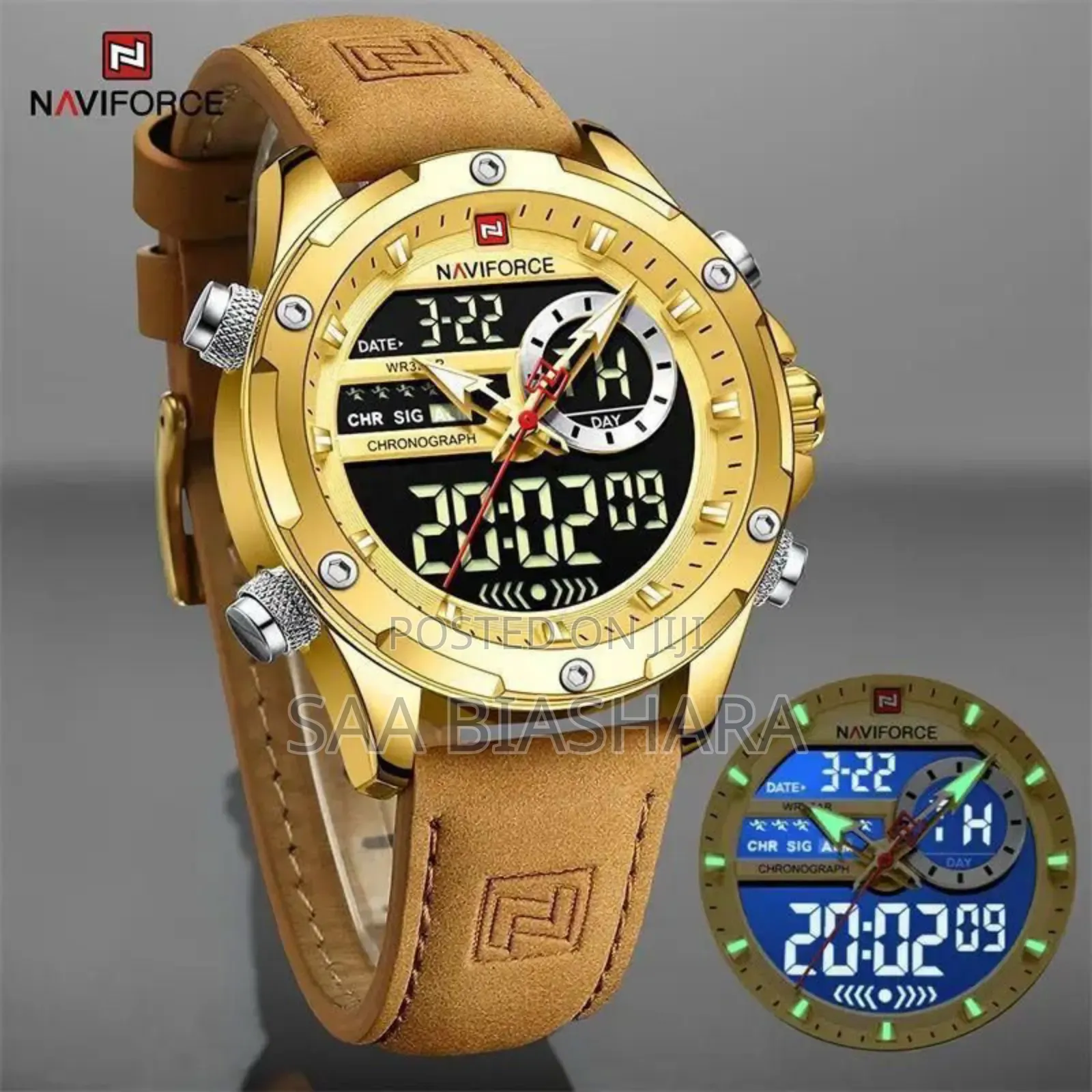 Navi Classic Watch Gold Cases and Brown Belt 1013