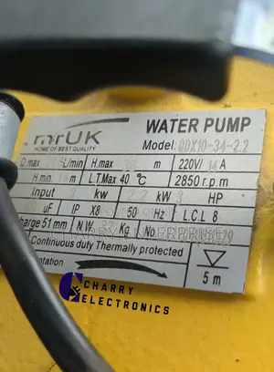 Mr UK Deep Pump/ Sewage Pump INPUT 3.0 KW
Output 2.2kw
3.0hp