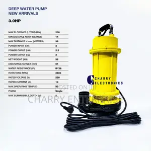 Mr UK Deep Pump/ Sewage Pump INPUT 3.0 KW
Output 2.2kw
3.0hp
