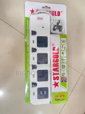 Star Gold Extension Socket 3 Way With 2 USB 3M