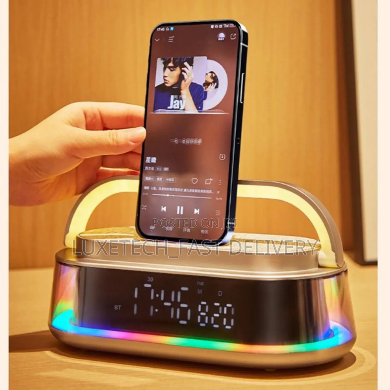 Bluetooth Speaker With Digital Alarm Clock, Wireless Charger