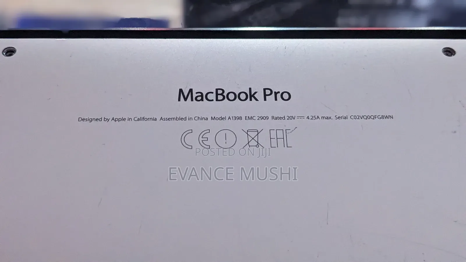 Laptop Apple MacBook Pro 2015 16GB Intel Core I7 SSD 256GB