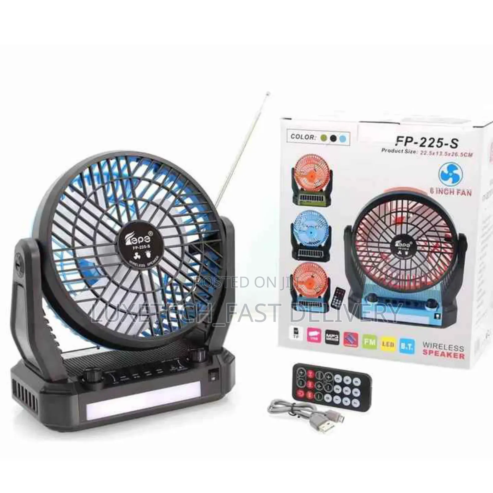Desktop Cooling Fan With Speakers, LED Light, and FM Radio