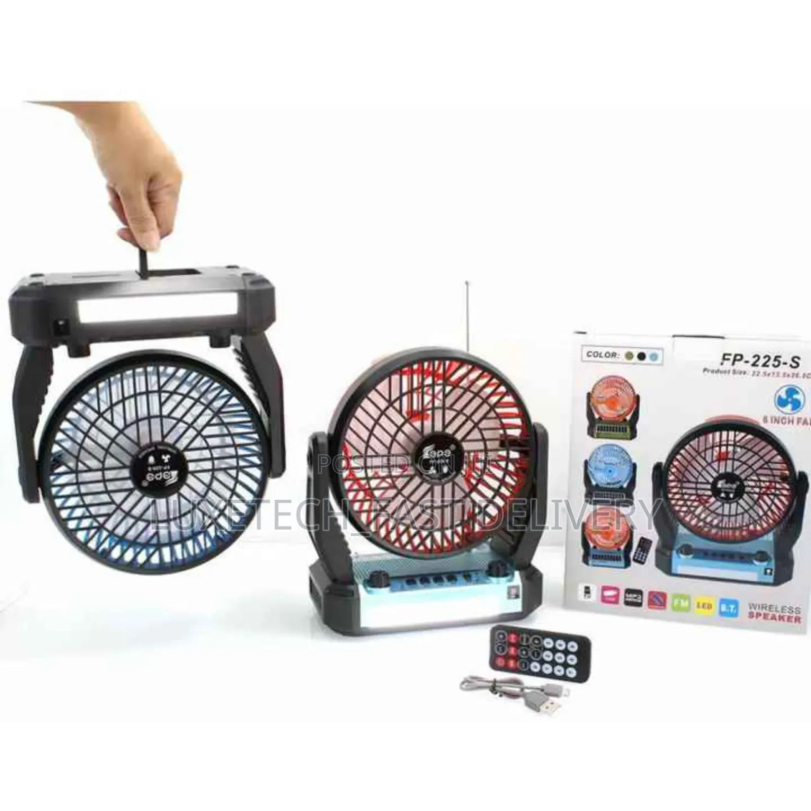 Rechargeable Desktop Solar Fan With Radio, Bluetooth
