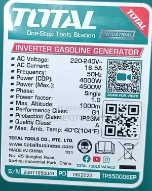 Total Inverter Gasoline Generator 4.5kva