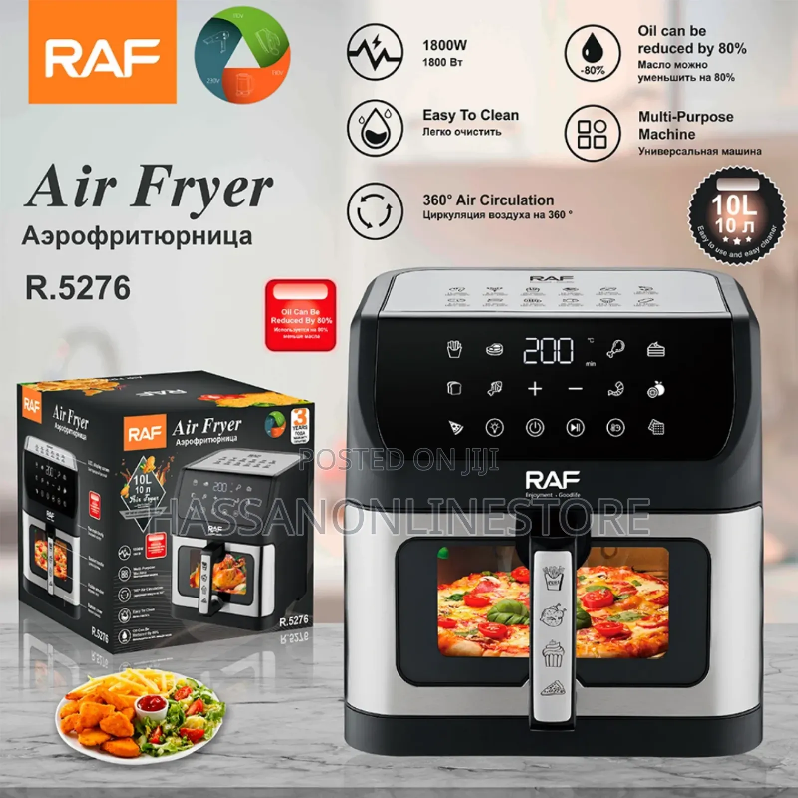 RAF R5276 1800W Multifunctional Digital Air Fryer 10L
