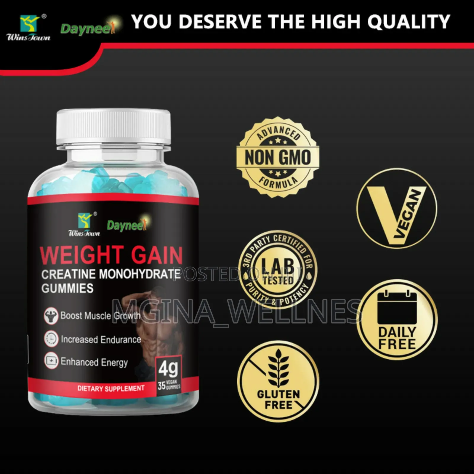 Weight Gain Creatine Monohydrate Gummies 4g 35 Count