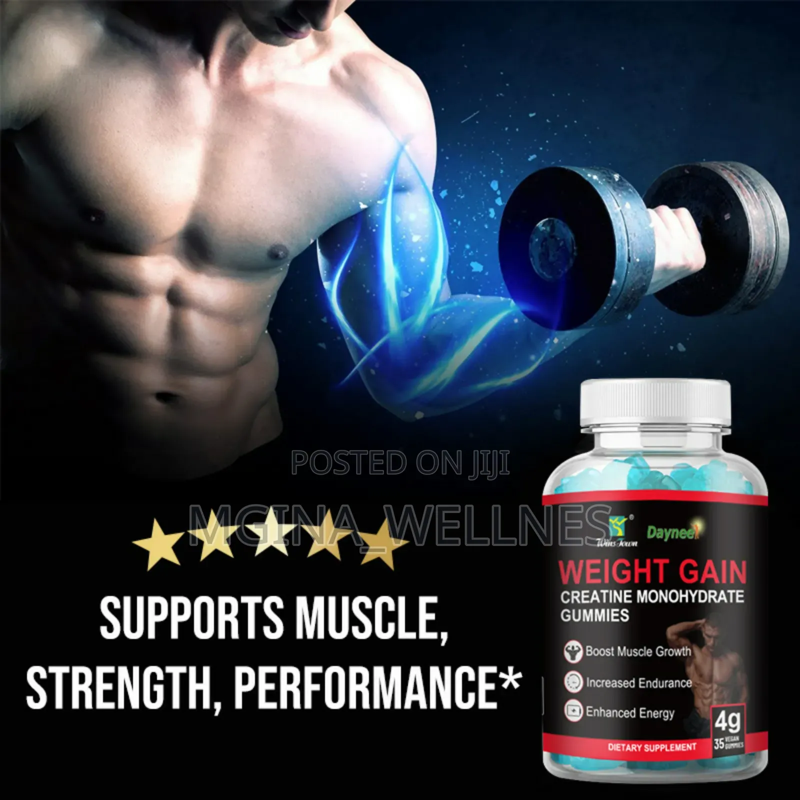 Weight Gain Creatine Monohydrate Gummies 4g 35 Count