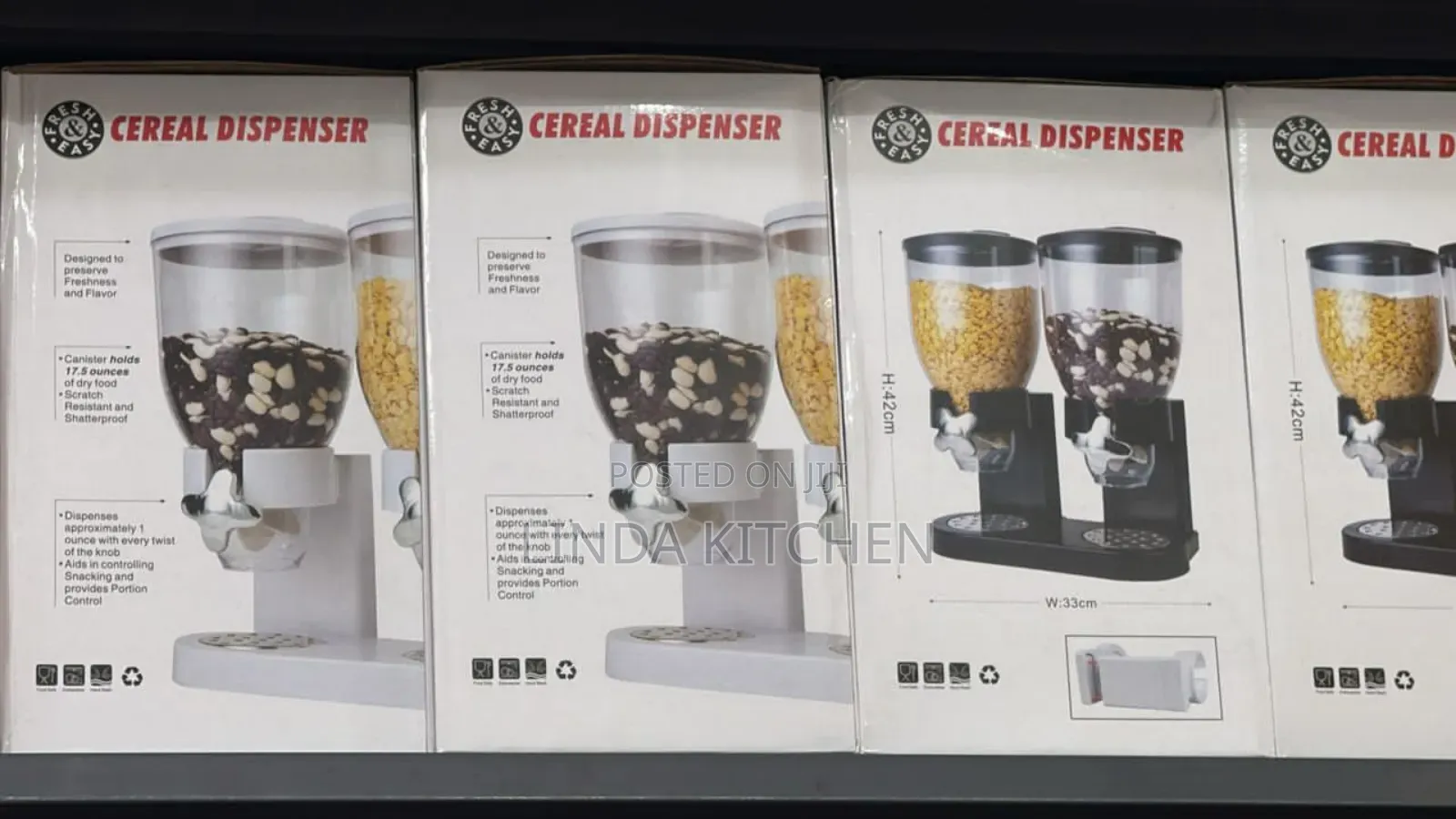 Cereal Dispenser Set, 17.5 Ounces of Dry Foodeach