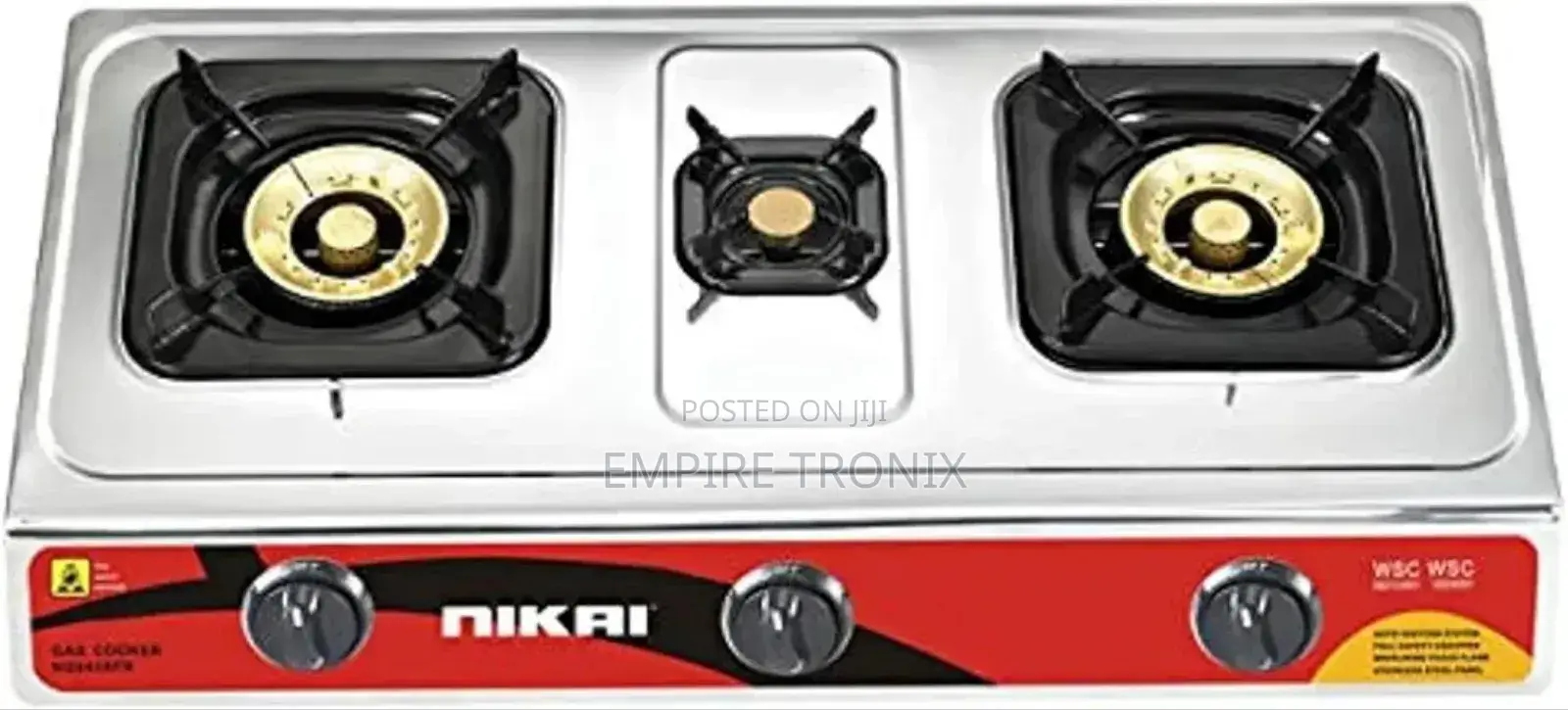 Nikai Gas Cooker 3 Burner With Auto Ignition System NG845