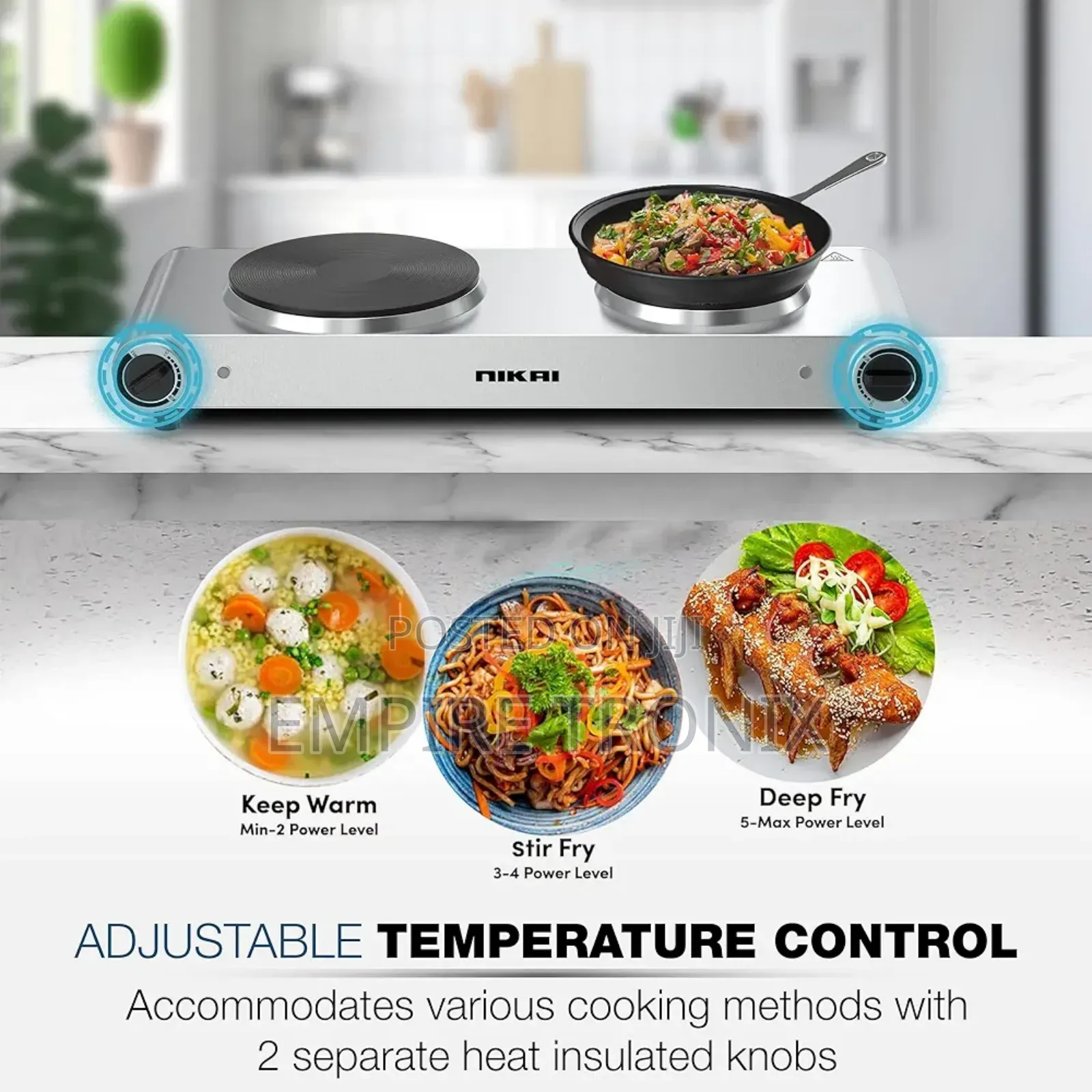 Nikai Double Hot Plate - Twin Cooktop 2500W NKTOE5N2