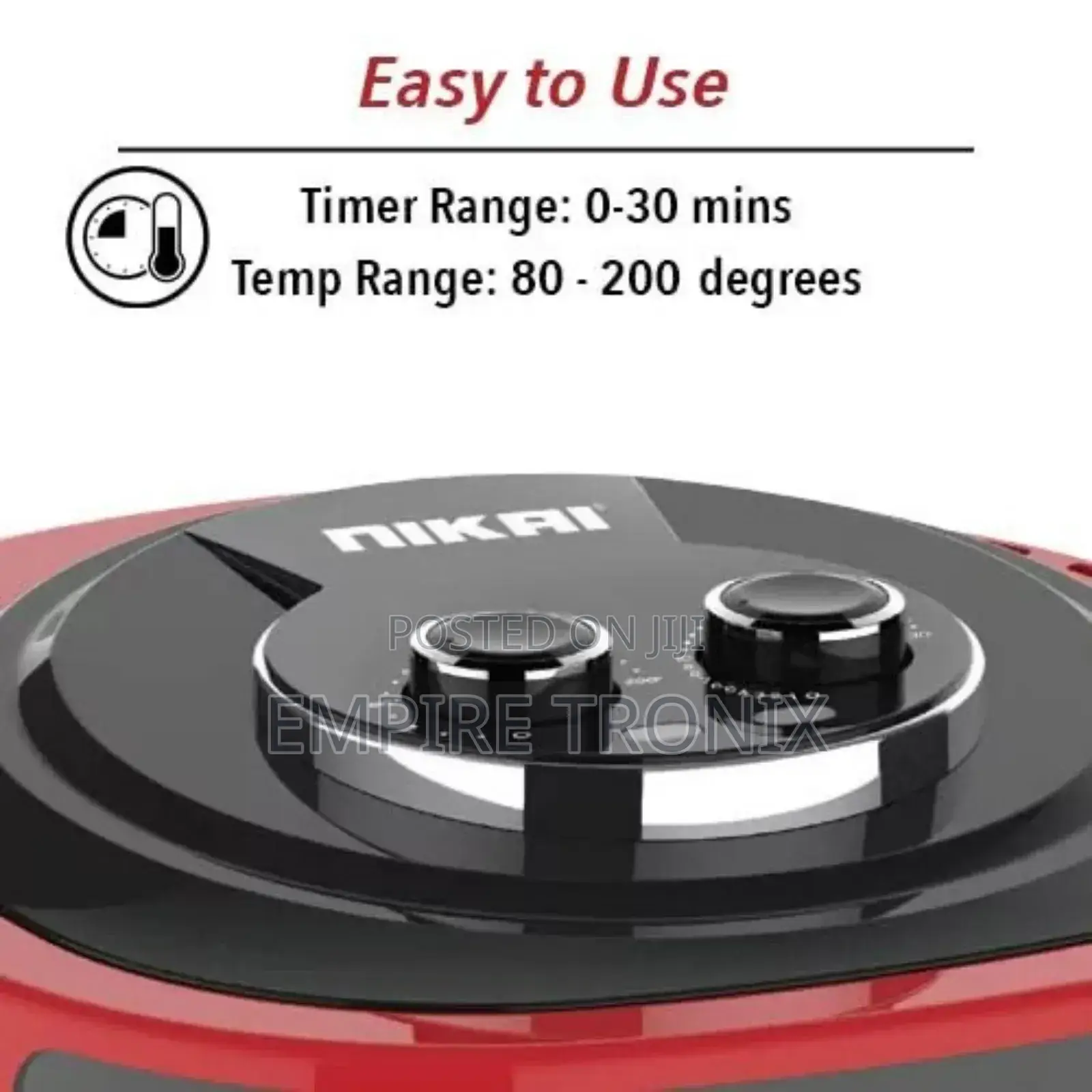 Nikai Air Fryer 8L W/ Tray 1800w 30 Min Timers NAF877A