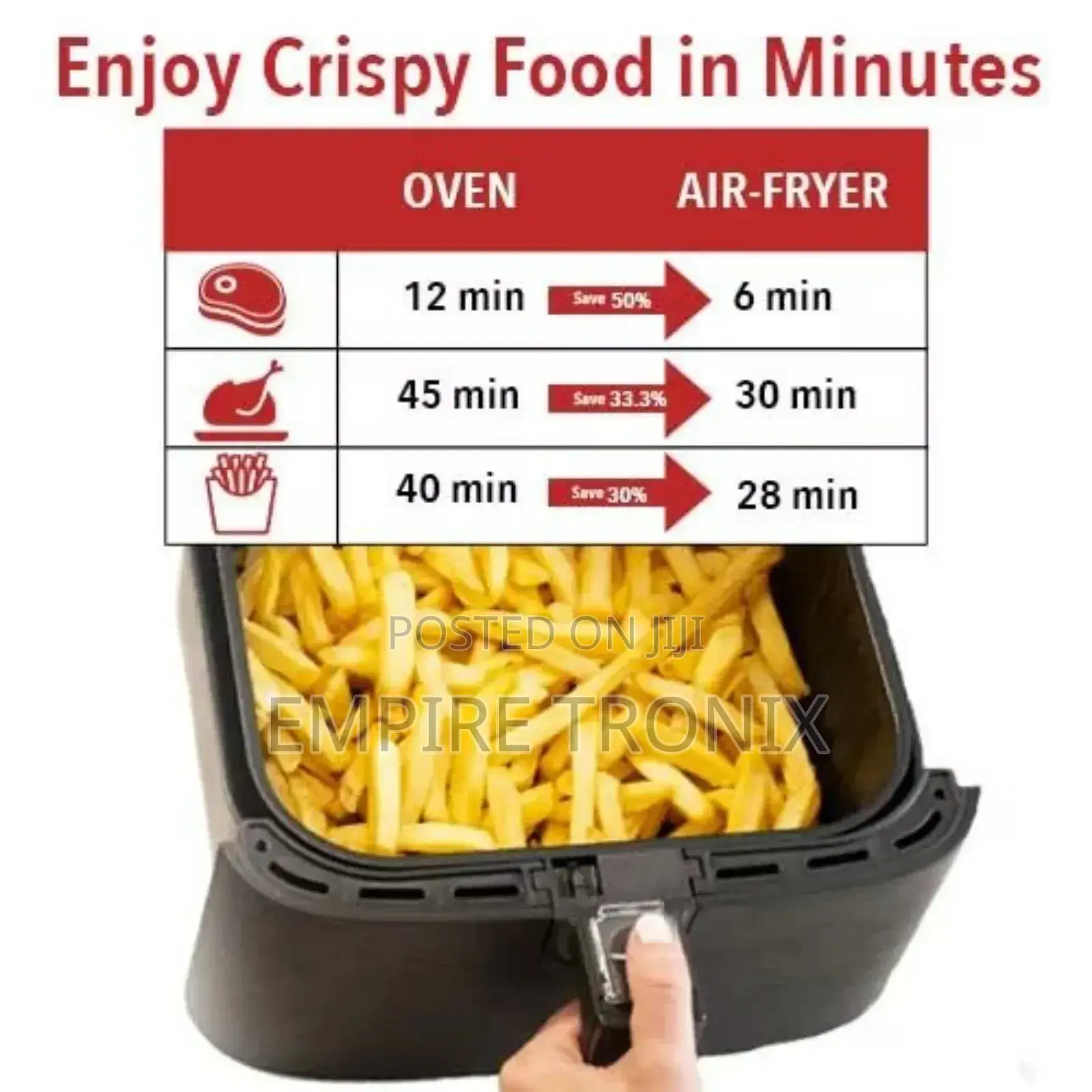 Nikai Air Fryer 8L W/ Tray 1800w 30 Min Timers NAF877A