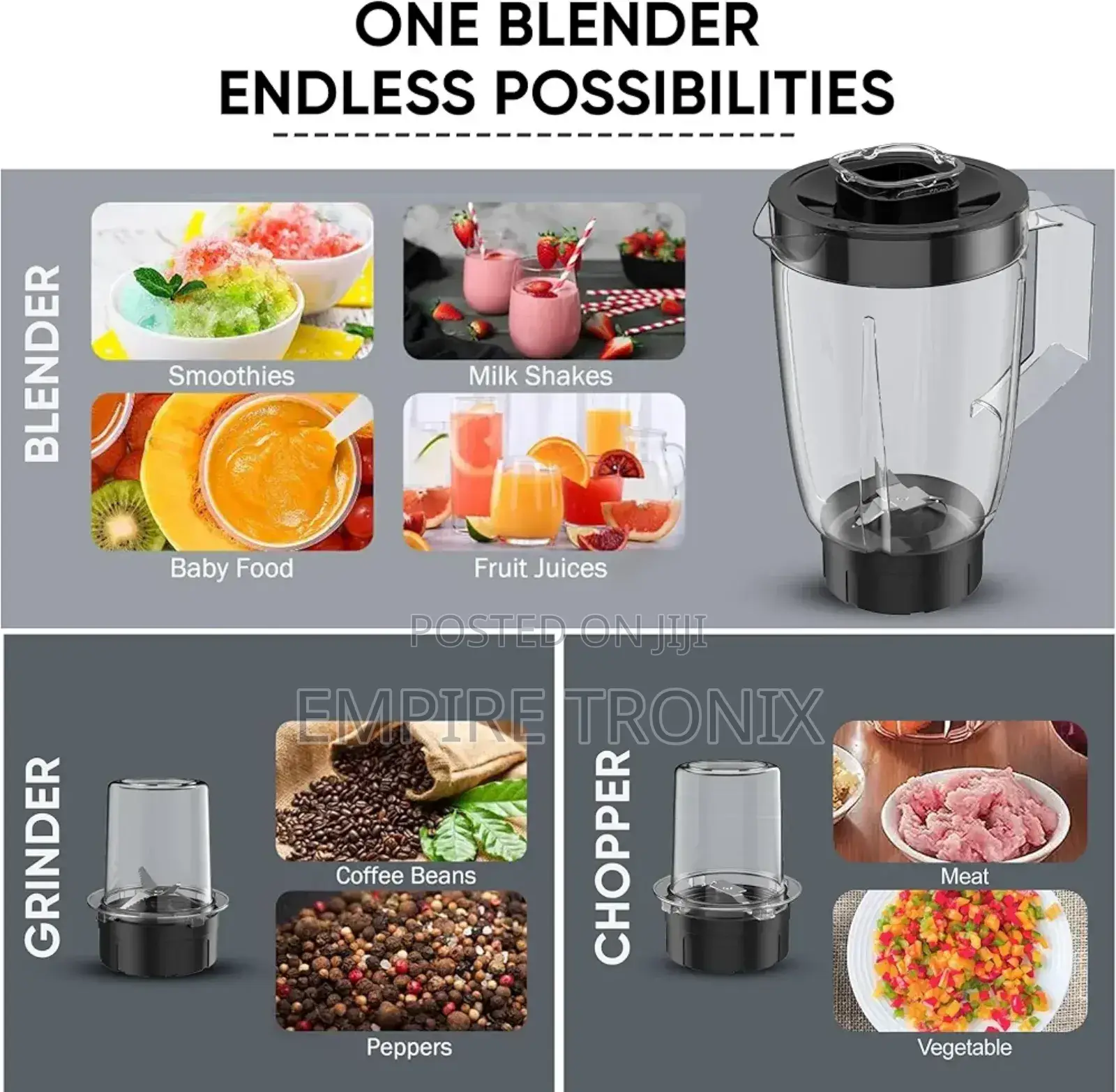 Nikai 3-in-1 Blender With 3 Jars, 1.5 LTR -NB2900NA1
