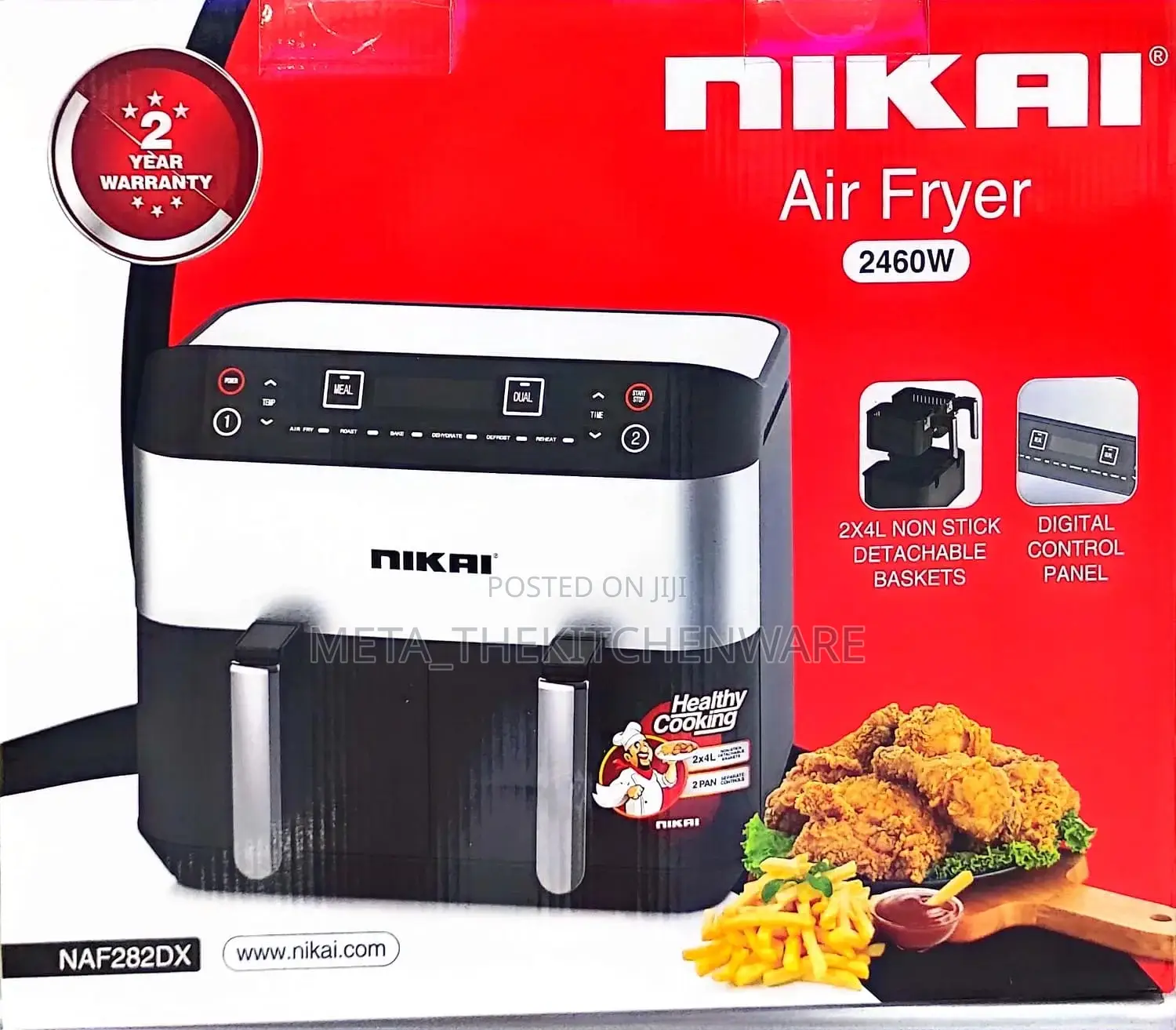 Nikai Dual-Basket Airfryer 8 Litre Naf282x