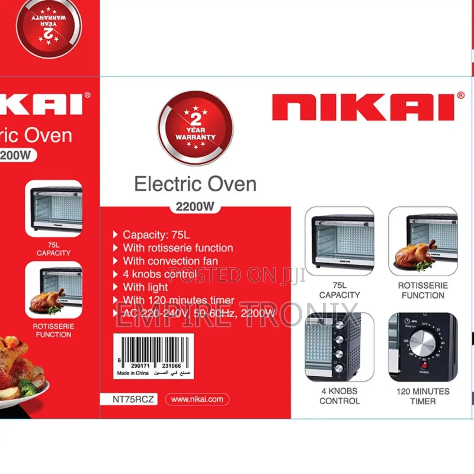 Nikai Oven 40L With Rotisserie 1500W NT40RZ