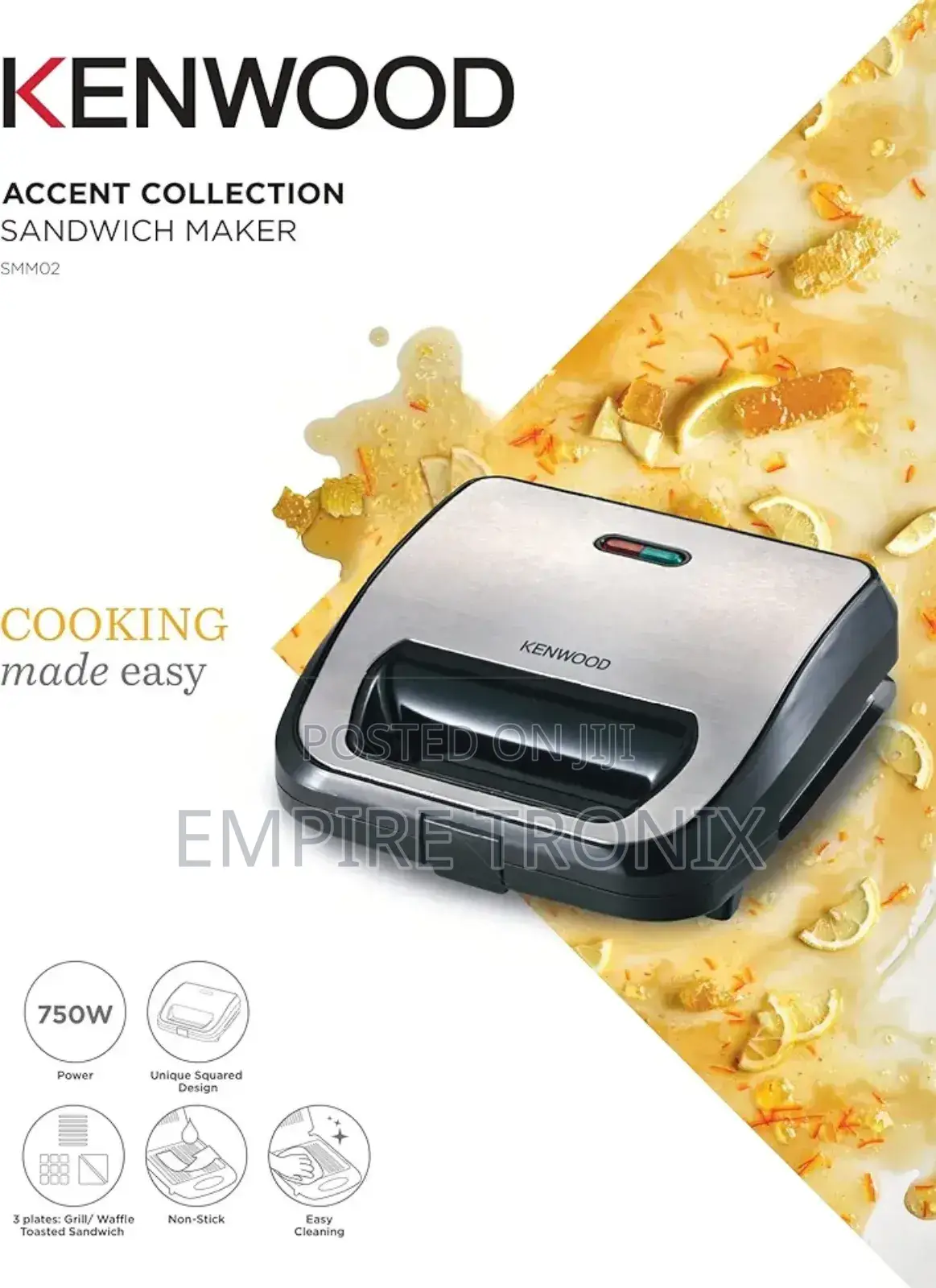 Kenwood Sandwich Maker 3 in 1 Sandwich, Grill SMM02.000SI