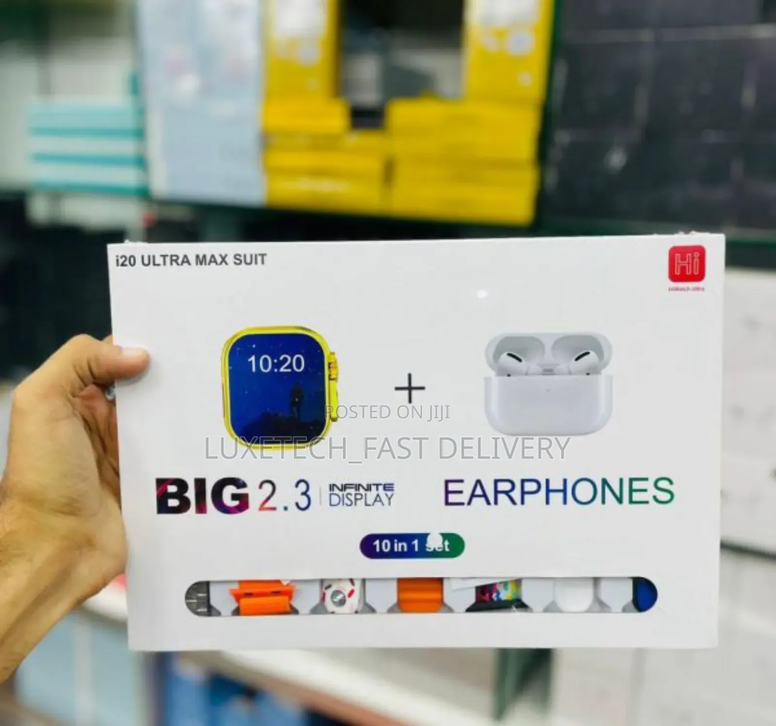 I20 Ultra Max Suit Big 2.3 Earphones 10 in 1 Set Smart Watch