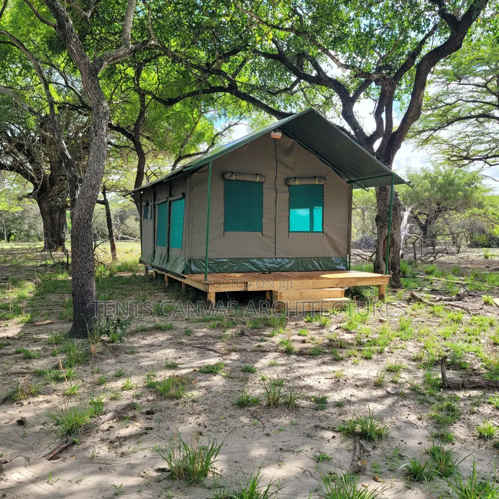 Camping Tent With Wood Platform