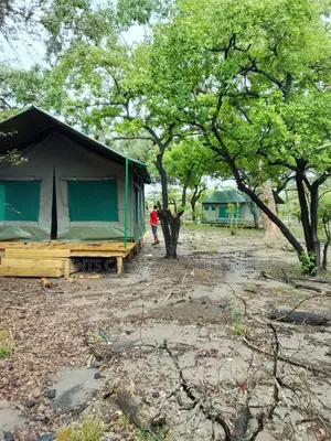 Camping Tent With Wood Platform