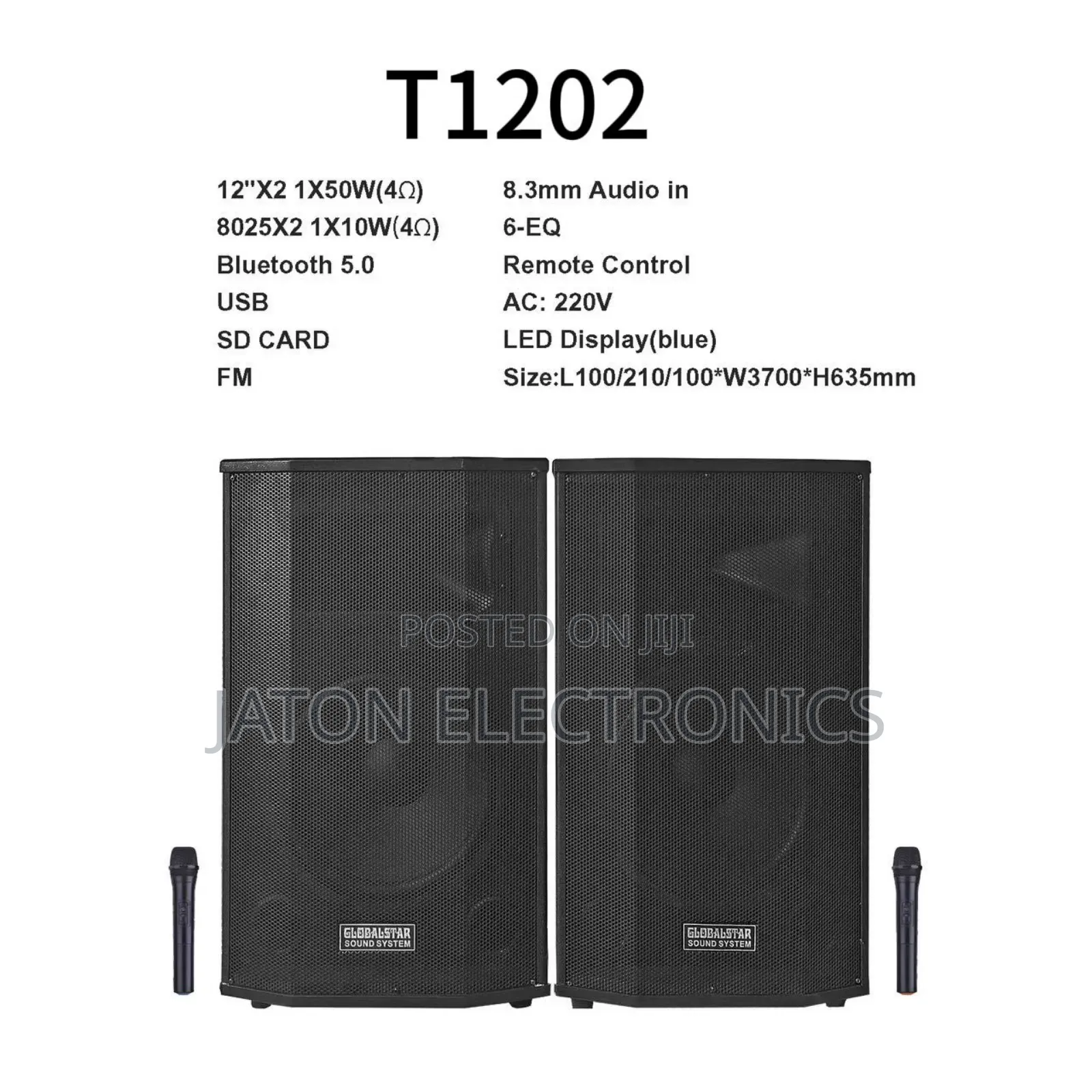 Stage Speaker T1202 With 2 Microphone