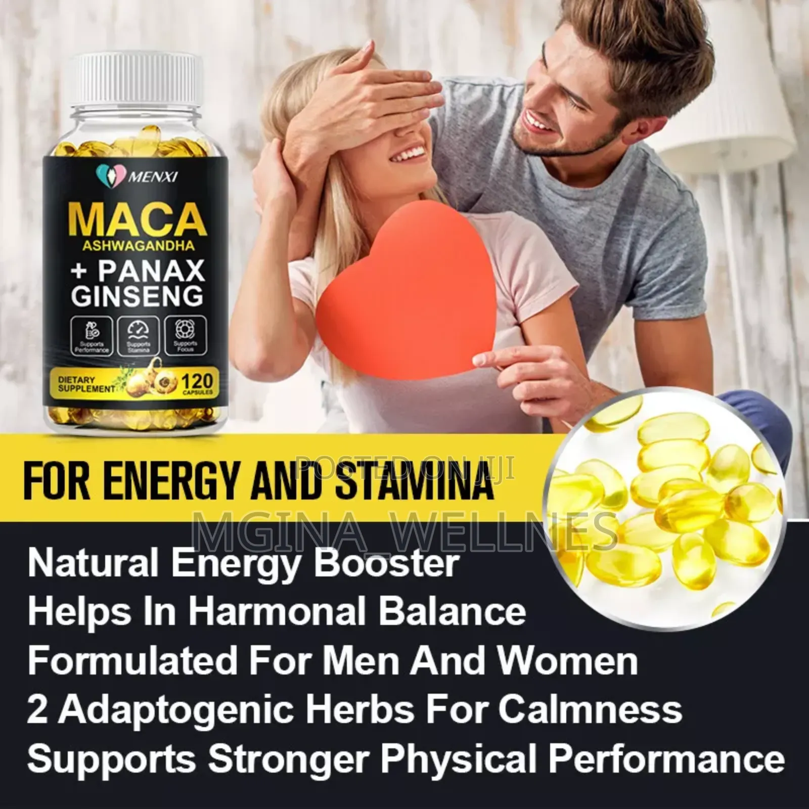 MACA ASHWAGANDHA +PANAX GINSENG (1000mg Per Serving )