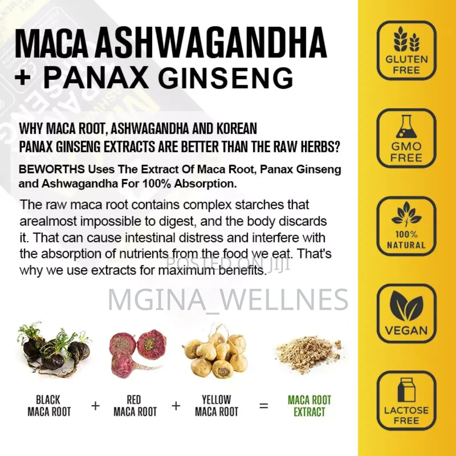MACA ASHWAGANDHA +PANAX GINSENG (1000mg Per Serving )