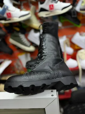 Men's Boots Fullblack Material Leather