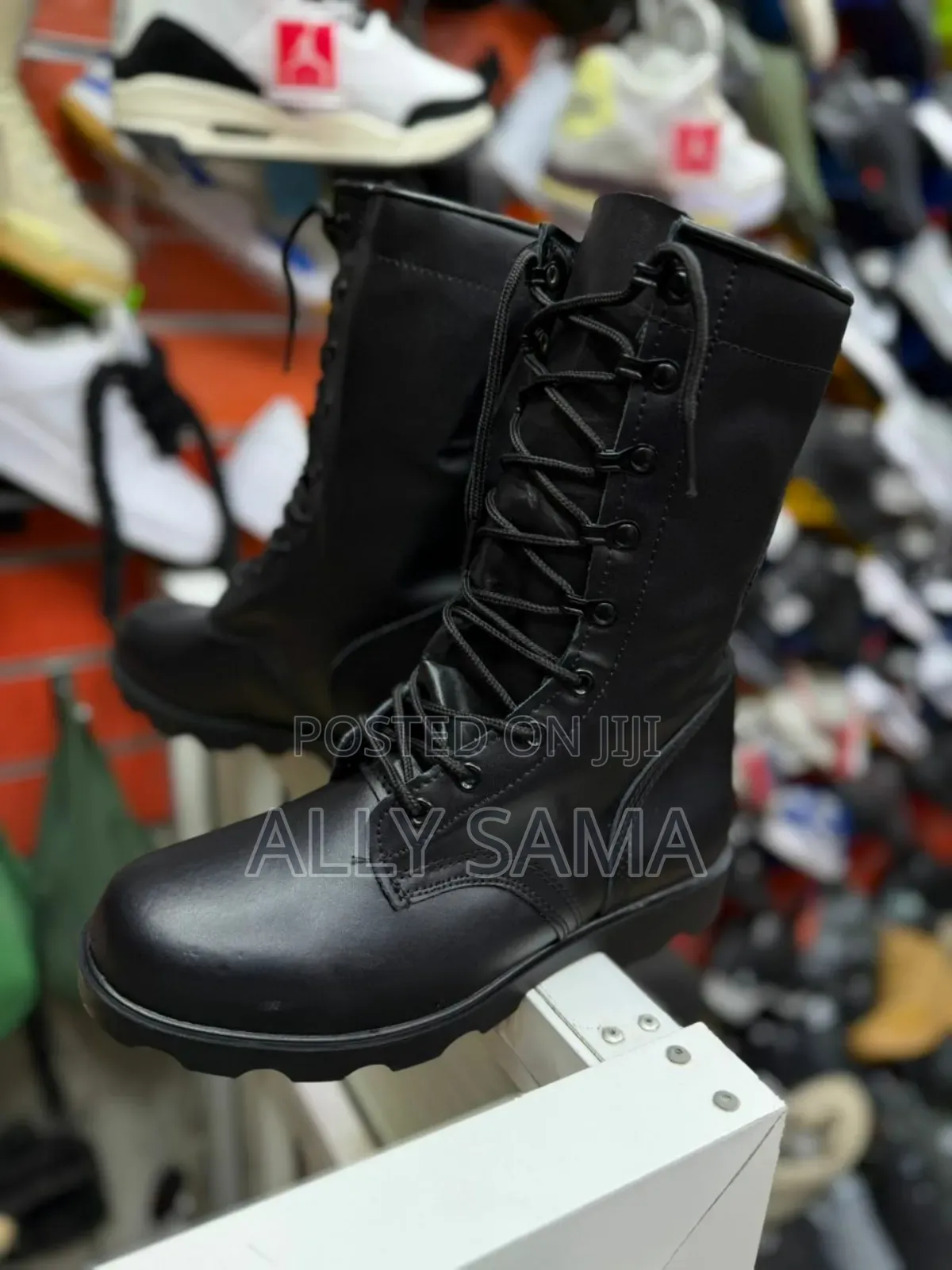 Men's Boots Fullblack Material Leather