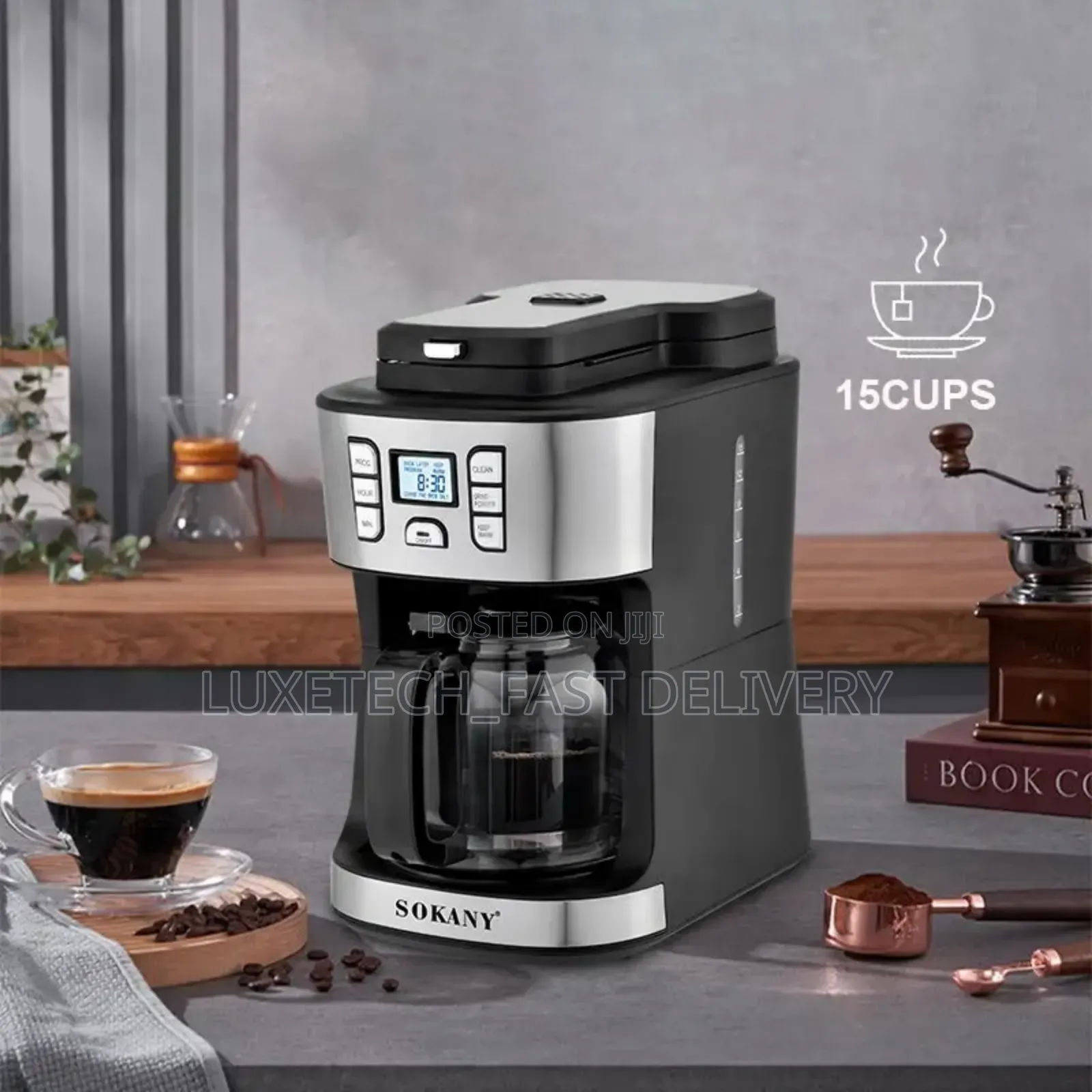 Espresso Drip Coffee Maker With Grinder, Semi-Automatic