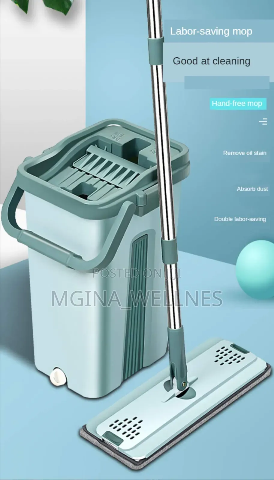 2 IN 1 Mop Set With Bucket, Dual Chamber,Adjustable Handle