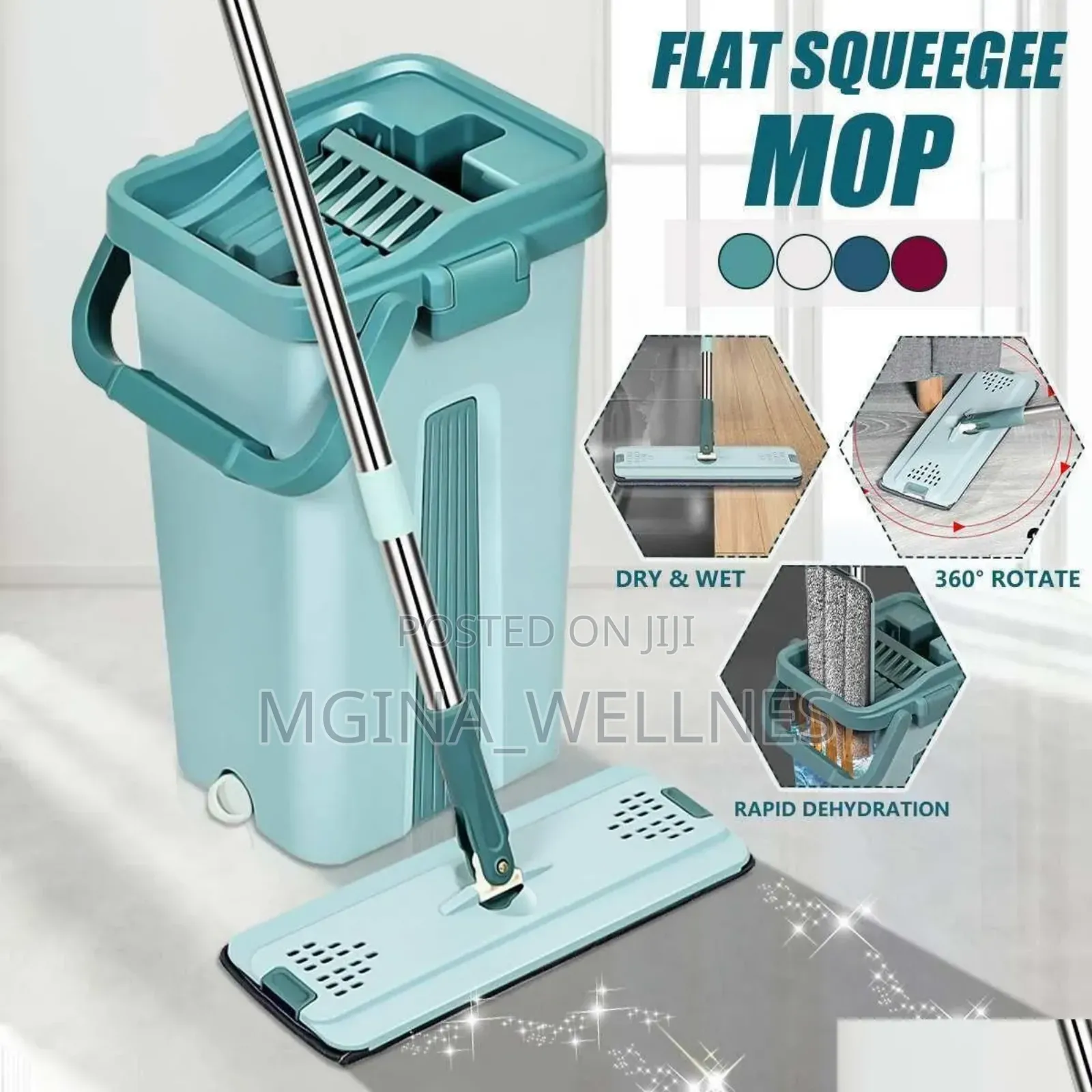 2 IN 1 Mop Set With Bucket, Dual Chamber,Adjustable Handle