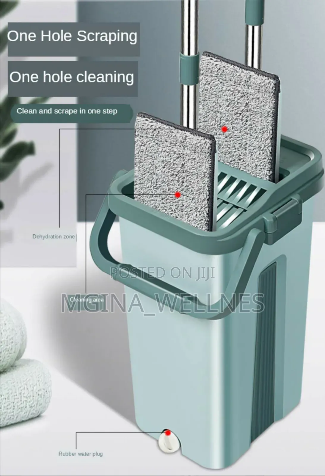2 IN 1 Mop Set With Bucket, Dual Chamber,Adjustable Handle