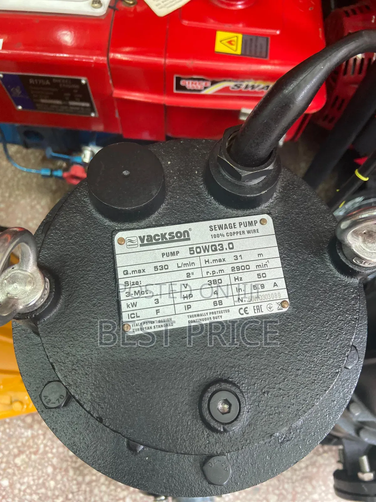 Vackson Sewage Pump 2" 4HP Height Max 50m