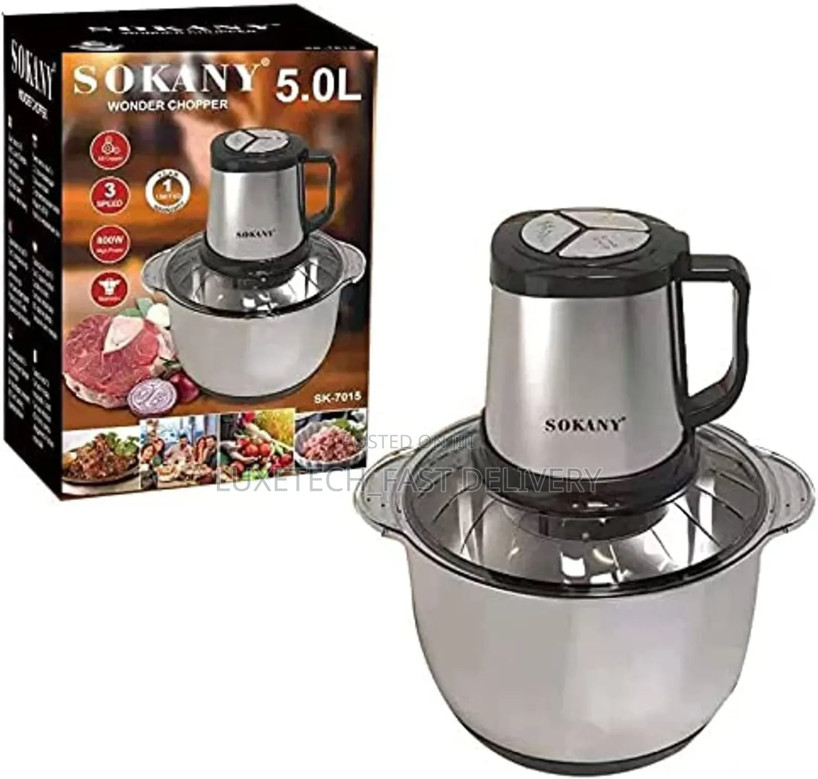 Sokany 5 Liters Electric Chopper/Grinder Stainless Steel