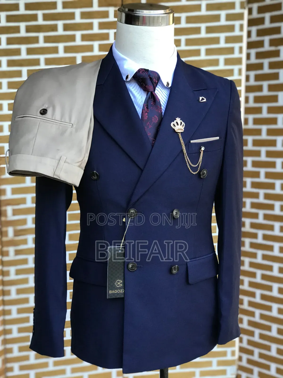 Blue and Beige Suit | Double Breasted Suit
