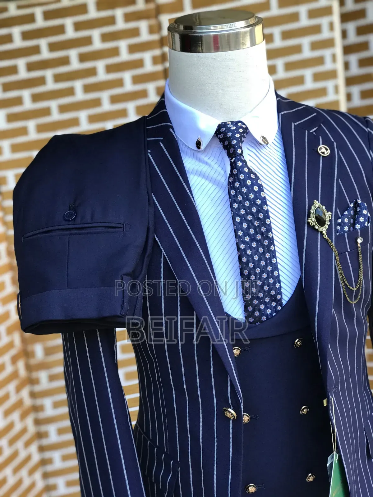 White and Blue Stripes Suit | Suti
